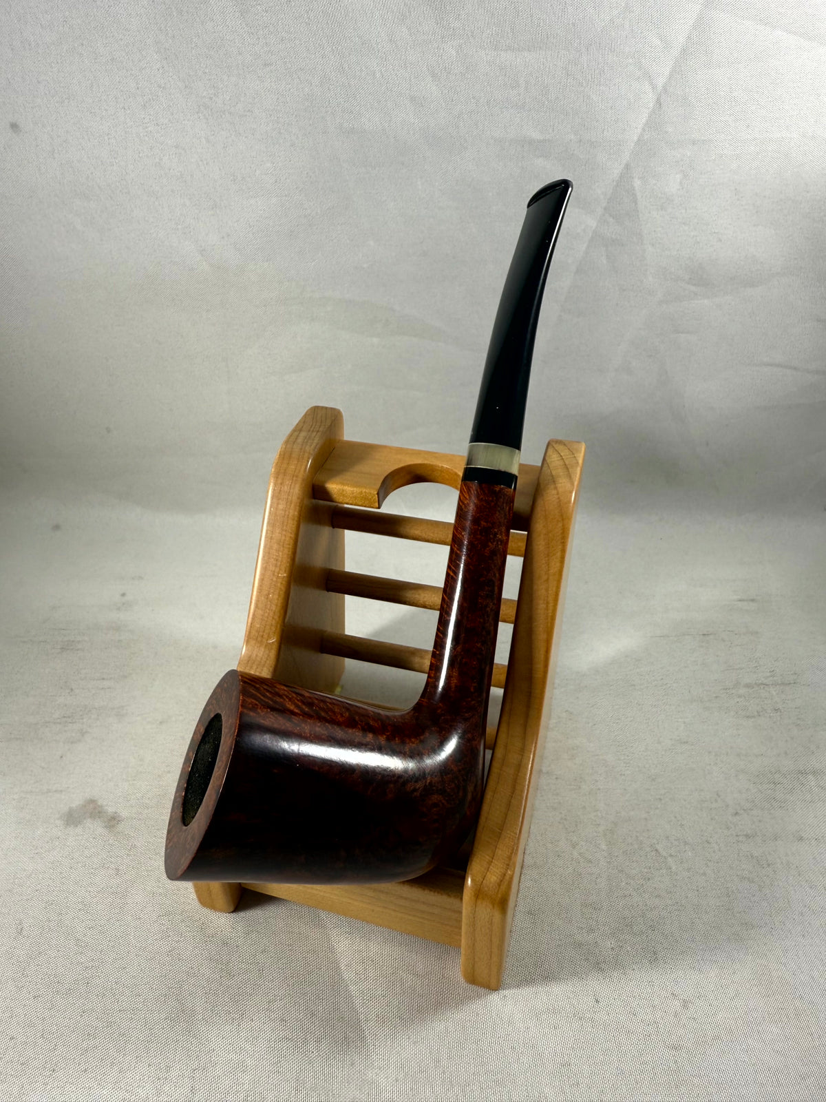 10th Anniversary Smooth Bent Dublin with Horn Tobacco Pipe