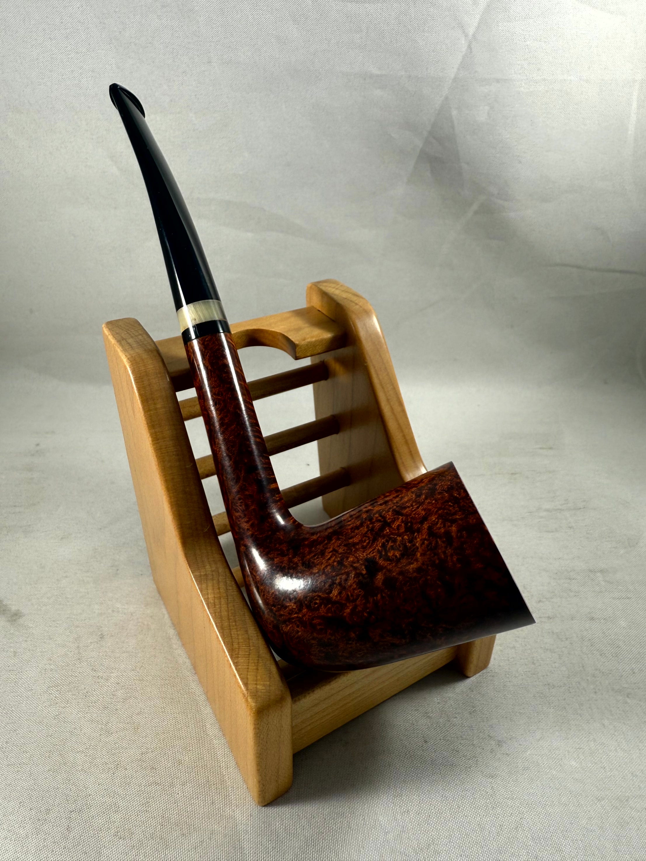 10th Anniversary Smooth Bent Dublin with Horn Tobacco Pipe