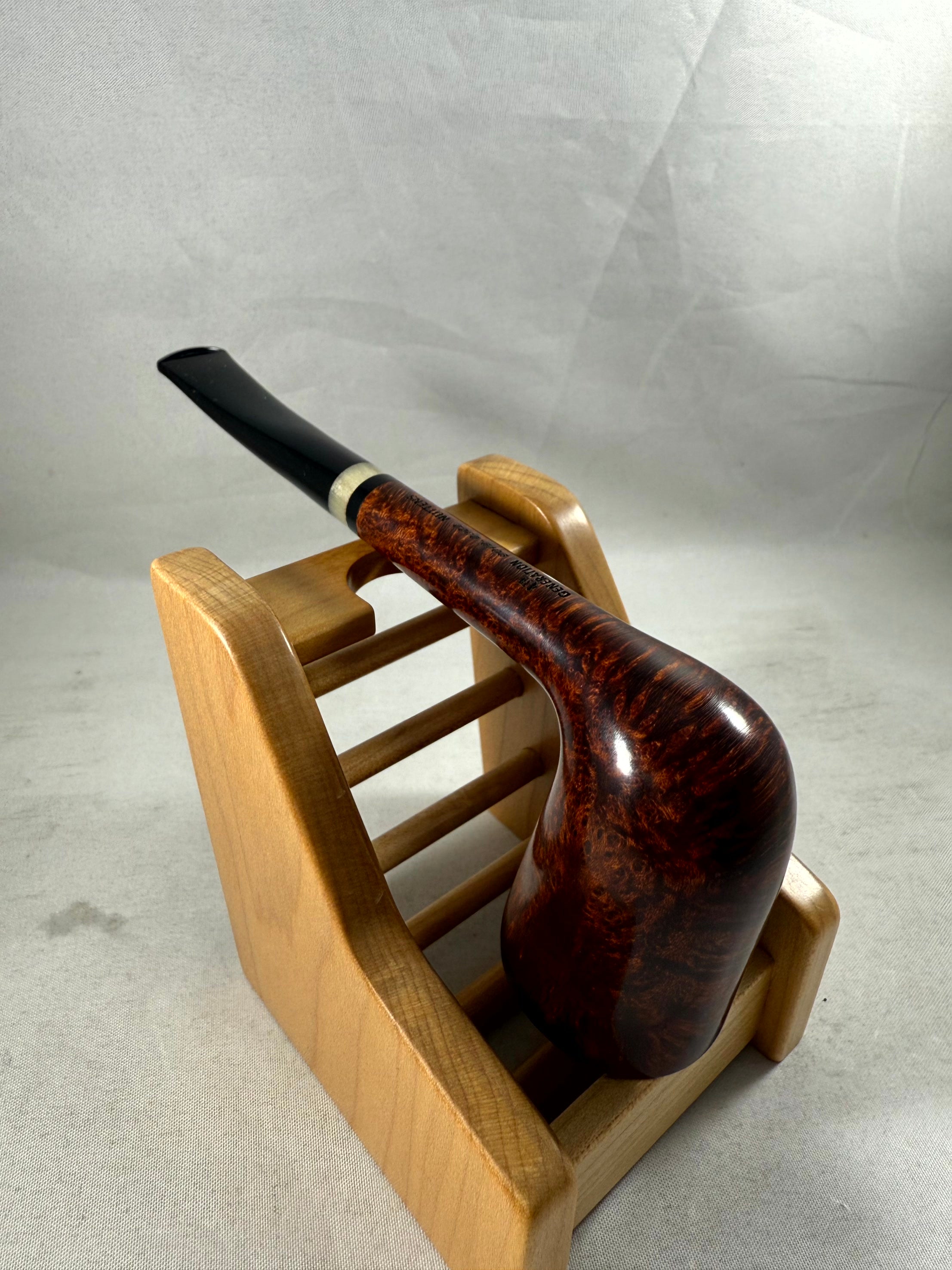 10th Anniversary Smooth Bent Dublin with Horn Tobacco Pipe