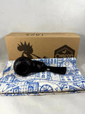 Black Sandblasted Bent Apple Reverse Calabash Tobacco Pipe