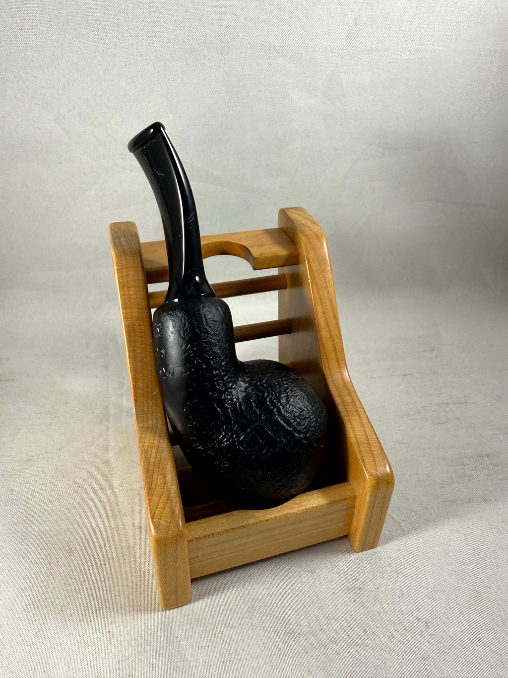 Black Sandblasted Bent Apple Reverse Calabash Tobacco Pipe