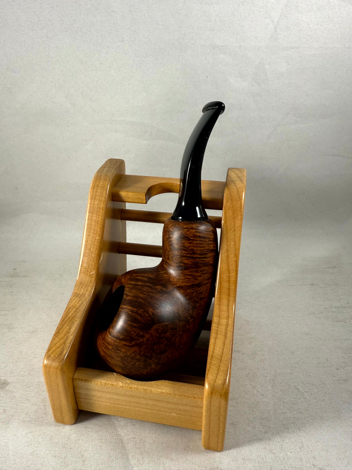 Brown Matte Bent Apple Reverse Calabash Tobacco Pipe